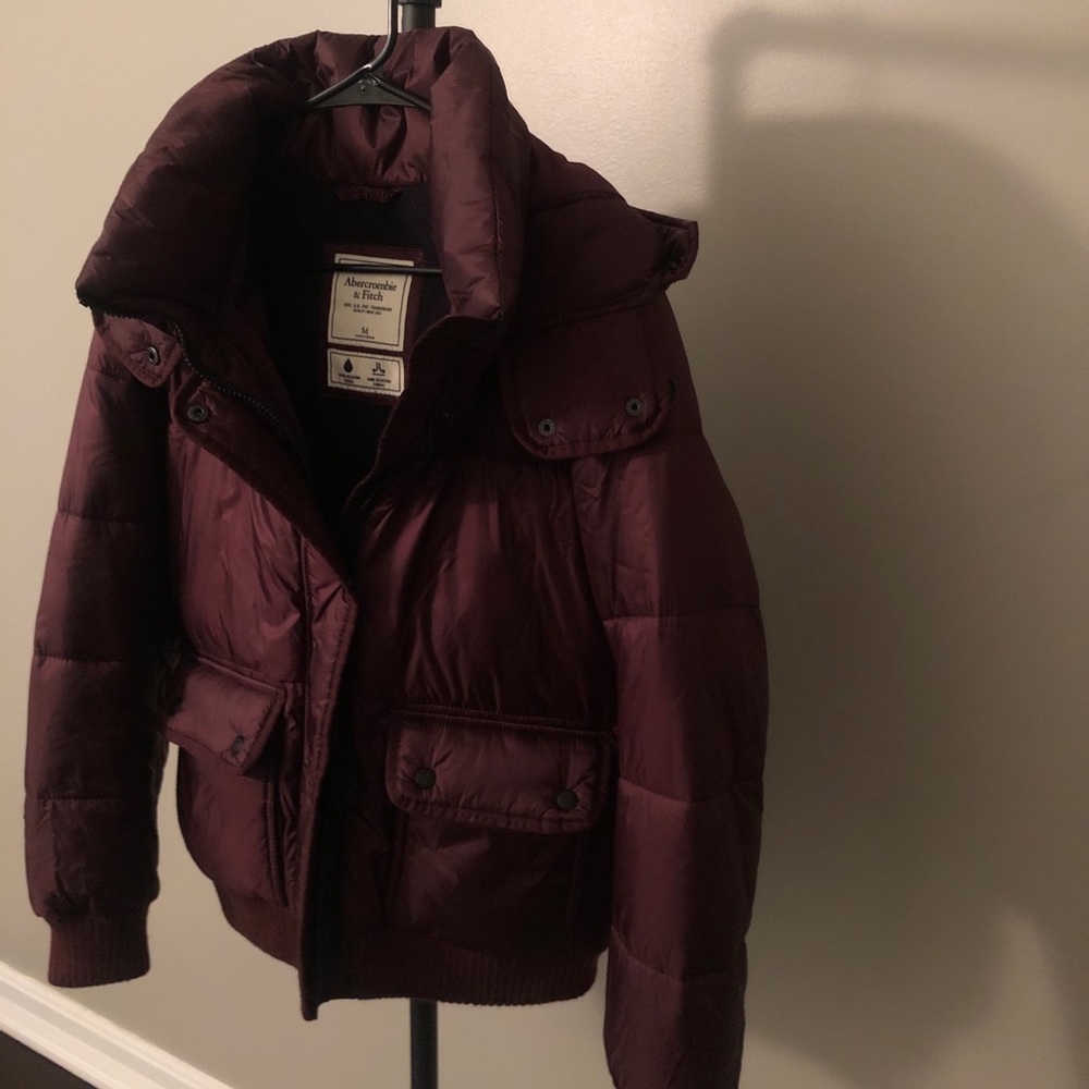 Abercrombie & Fitch Maroon Puffer Jacket